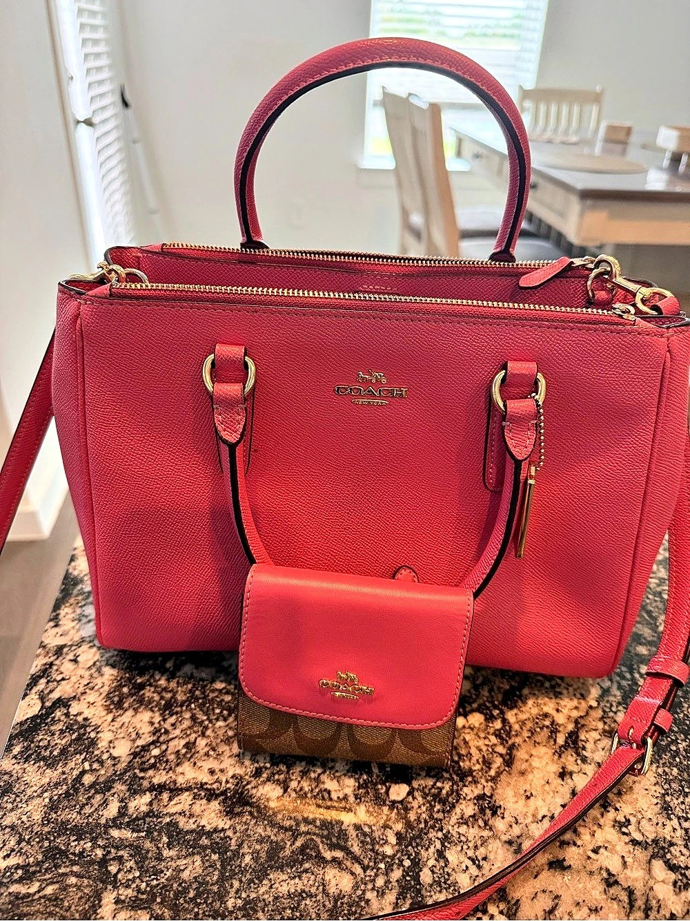 Coach Surrey Carryall Pink Satchel with wallet